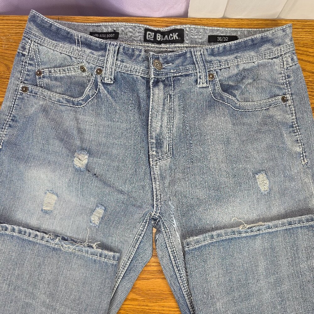 BLACK Distressed Jeans Low Rise Boot Cut